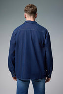 Erkek Nicolas Regular Fit Dark Blue Jean Gömlek %100 Pamuk - Dark Blue