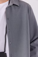 Erkek Nicolas Regular Fit Gofre Gömlek - Gri