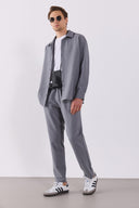 Erkek Nicolas Regular Fit Gofre Gömlek - Gri