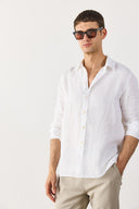 Erkek Nicolas Regular Fit Gömlek %100 Keten - Beyaz