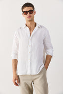 Erkek Nicolas Regular Fit Gömlek %100 Keten - Beyaz