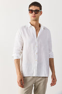 Erkek Nicolas Regular Fit Gömlek %100 Keten - Beyaz