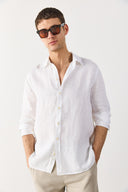 Erkek Nicolas Regular Fit Gömlek %100 Keten - Beyaz