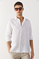 Erkek Nicolas Regular Fit Gömlek %100 Keten - Beyaz
