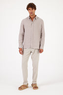 Erkek Nicolas Regular Fit Gömlek %100 Keten - Gri