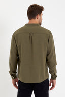 Erkek Nicolas Regular Fit Gömlek %100 Keten - Haki
