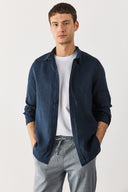 Erkek Nicolas Regular Fit Gömlek %100 Keten - Lacivert