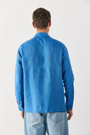 Erkek Nicolas Regular Fit Gömlek %100 Keten - Mavi