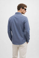 Nicolas Regular Fit Keten Gömlek-Mavi