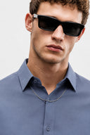 Nicolas Regular Fit Keten Gömlek-Mavi