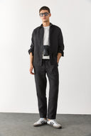 Erkek Nicolas Regular Fit Gömlek %100 Keten - Siyah