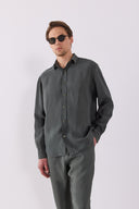 Erkek Nicolas Yumuşak Dokulu Regular Fit Gömlek (CUPRO) - Haki