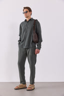 Erkek Nicolas Yumuşak Dokulu Regular Fit Gömlek (CUPRO) - Haki