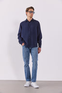 Erkek Nicolas Yumuşak Dokulu Regular Fit Gömlek (CUPRO) - Lacivert