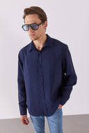 Erkek Nicolas Yumuşak Dokulu Regular Fit Gömlek (CUPRO) - Lacivert