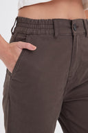 Kadın Norah Beli Lastikli Gabardin Pantolon - Ağaç Kabuğu