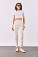 Kadın Norah Beli Lastikli Renkli Jean Pantolon - Kemik