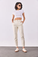 Kadın Norah Beli Lastikli Renkli Jean Pantolon - Kemik