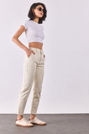 Kadın Norah Beli Lastikli Renkli Jean Pantolon - Kemik