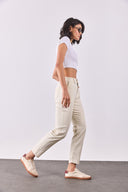 Kadın Norah Beli Lastikli Renkli Jean Pantolon - Kemik
