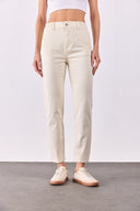 Kadın Norah Beli Lastikli Renkli Jean Pantolon - Kemik