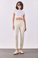 Kadın Norah Beli Lastikli Renkli Jean Pantolon - Kemik