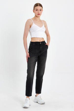 Kadın Norah Black Beli Lastikli Jean Pantolon (TENCEL)™ - Black