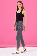 Kadın Norah Black Beli Lastikli Yırtıklı Jean Pantolon - Black