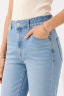 Norah Buz Mavisi Beli Lastikli Jean Pantolon-Buz Mavisi