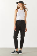 Kadın Norah Carbon Black Beli Lastikli Jean Pantolon - Carbon Black