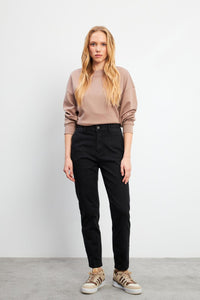 Kadın Norah Carbon Black Beli Lastikli Jean Pantolon - Carbon Black