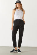 Kadın Norah Carbon Black Beli Lastikli Jean Pantolon-Carbon Black