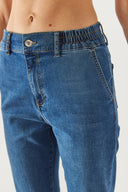 Kadın Norah Dark Blue Beli Lastikli Jean Pantolon - Dark Blue