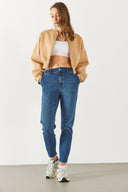 Kadın Norah Dark Blue Beli Lastikli Jean Pantolon - Dark Blue