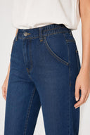 Norah Dark Blue Beli Lastikli Lyocell Jean Pantolon-Dark Blue