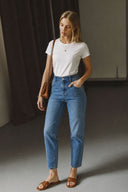 Norah Dark Blue Beli Lastikli Lyocell Jean Pantolon-Dark Blue