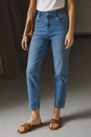 Norah Dark Blue Beli Lastikli Lyocell Jean Pantolon-Dark Blue