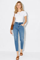 Norah Dark Blue Beli Lastikli Lyocell Jean Pantolon-Dark Blue