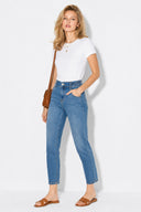 Norah Dark Blue Beli Lastikli Lyocell Jean Pantolon-Dark Blue