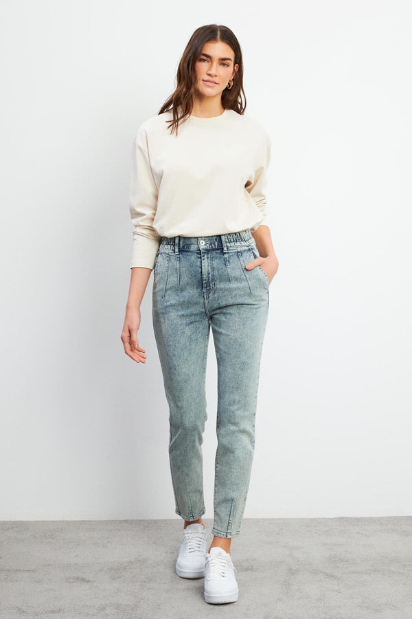 Kadın Norah Ice Blue Beli Lastikli Jean Pantolon - 11802IB-088