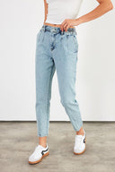 Kadın Norah Ice Blue Beli Lastikli Jean Pantolon - Ice Blue