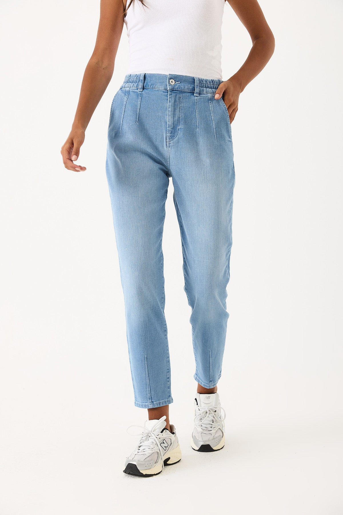 Kadın Norah Ice Blue Beli Lastikli Jean Pantolon - Ice Blue – Vena
