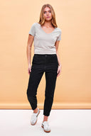 Kadın Norah Jet Black Beli Lastikli Jean Pantolon - Jet Black