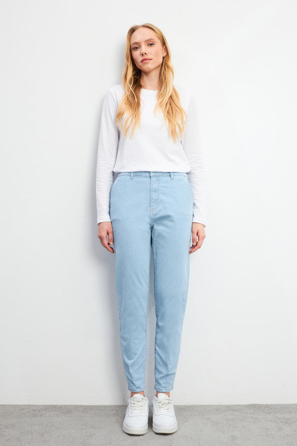 Kadın Norah Sky Blue Beli Lastikli Jean Pantolon - 11802SB-356