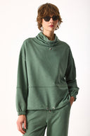 Kadın Norah Yakası Detaylı Regular Fit Sweatshirt - Göl Yeşili