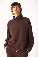 Kadın Norah Yakası Detaylı Regular Fit Sweatshirt - Kahverengi