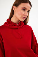 Kadın Norah Yakası Detaylı Regular Fit Sweatshirt - Kırmızı