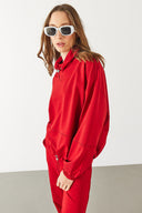 Kadın Norah Yakası Detaylı Regular Fit Sweatshirt - Kırmızı