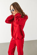 Kadın Norah Yakası Detaylı Regular Fit Sweatshirt - Kırmızı