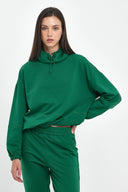 Kadın Norah Yakası Detaylı Regular Fit Sweatshirt - Orman